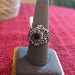 ONYX  Silver  VINTAGE Women's Ring